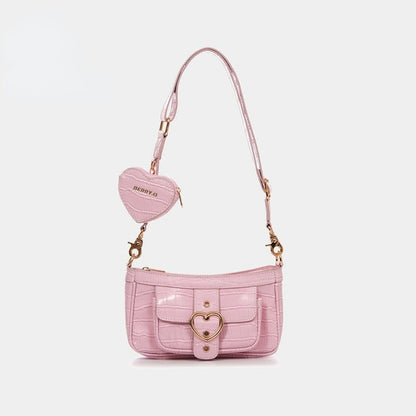 Xiuya Harajuku Kawaii Lolita Shoulder Bag Women PU Leather Candy Color Sweet Cute Crossbody Bag With Coin Purse Handbags Wallet