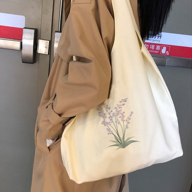 Women Printed  Casual Shopping bag Female Handbags Shoulder Fashion Style Flower Graphic Canvas Girl Bag