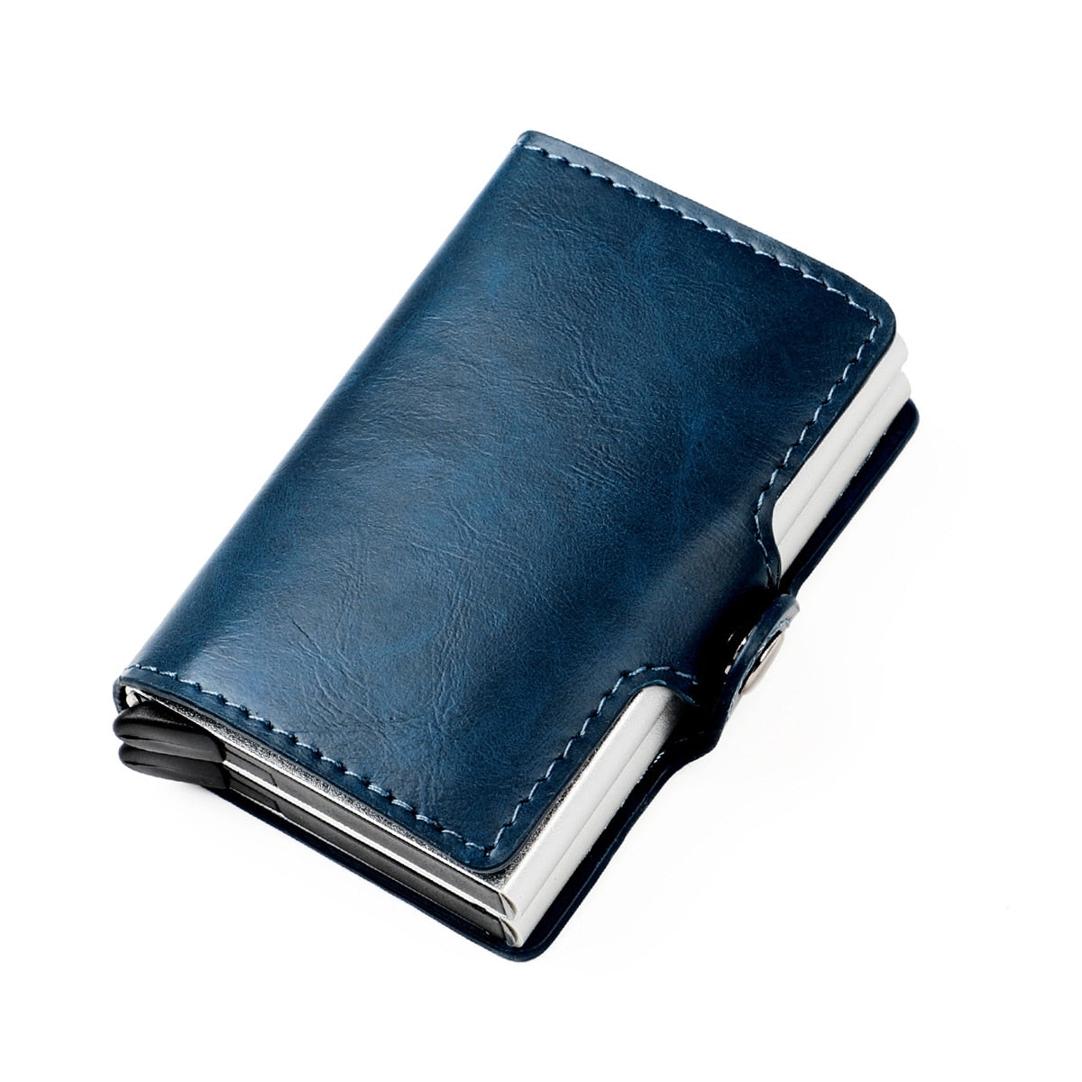 New Men Rfid Anti-theft Card Holders Women Genuine Leather Wallets Large Capacity Business Card Case Portable Double Layer Purse