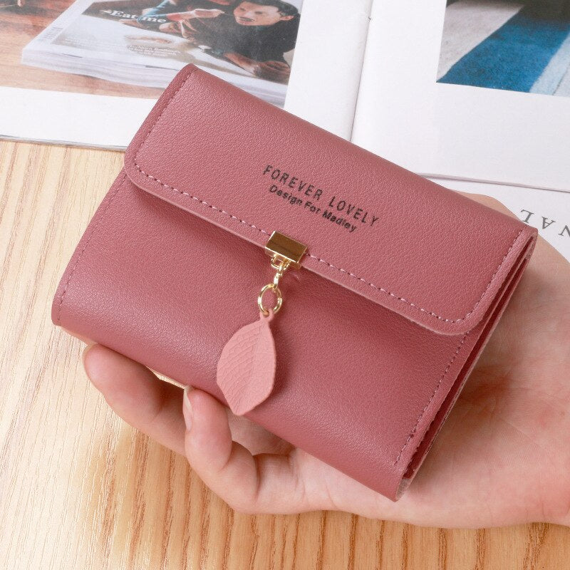 Women's Short Casual Leather Wallet Simple Small Three Fold Coin Purse Wallet Girl's Purses and Handbags Designer Bag