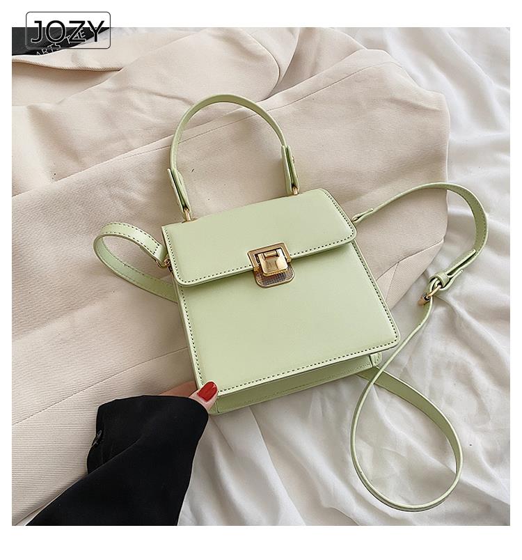 JOZY Small Shoulder Bag Solid Color Flap Crossbody Bags For Women PU Leather Handle Trendy Designer Handbags Purse Ladies Luxury