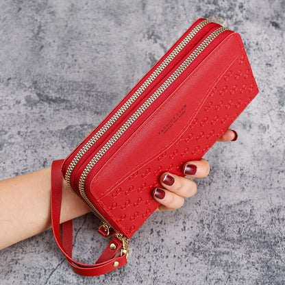 Double Zipper Pink Women Wallet High Quality PU Leather Fashion Female Long High Capacity Wallets Mobile Phone Carteira Feminina