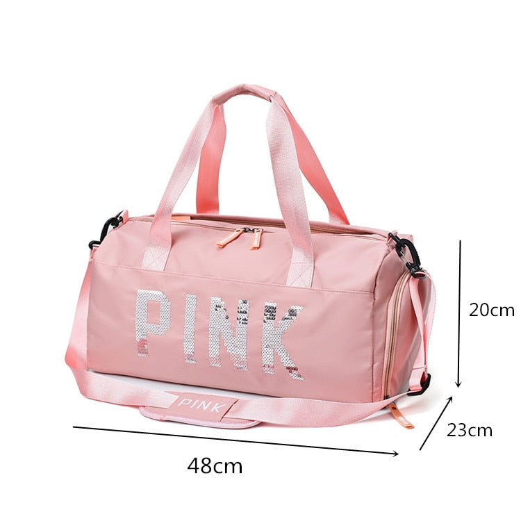 PINK Travel Bag Women Fitness Training Bag for Sports Gym Female Yoga Dry Wet Separation Shoes Bags Duffle Bag Women  Backpack