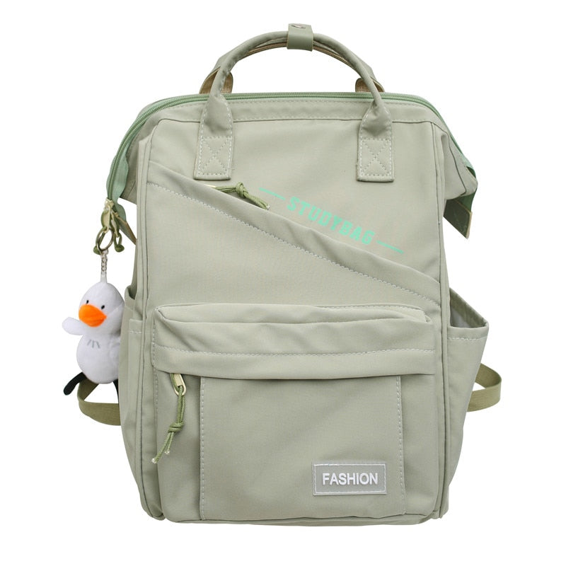 Trendy Women Laptop Waterproof Nylon Bag Girl Cute Travel Green Backpack Female Mommy Bag Fashion Ladies College Backpack Kawaii