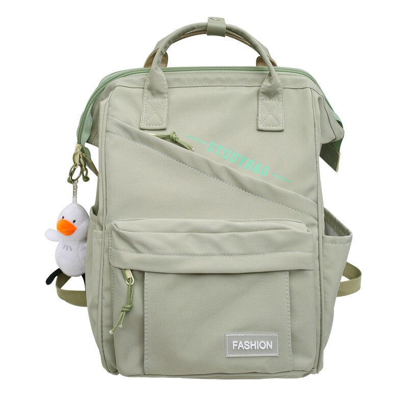 Trendy Women Laptop Waterproof Nylon Bag Girl Cute Travel Green Backpack Female Mommy Bag Fashion Ladies College Backpack Kawaii