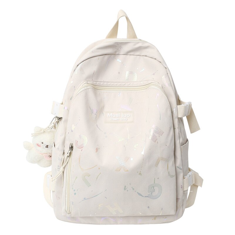 Girl Travel White Book Laptop Backpack New Female Trendy Color Student Bag Fashion Ladies College Backpack Cool Women School Bag