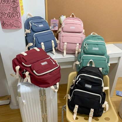 Laptop Backpacks Nylon Backpack Multi-pocket Multifunction Waterproof  Large Capacity Solid Color Women Bag School Backpack