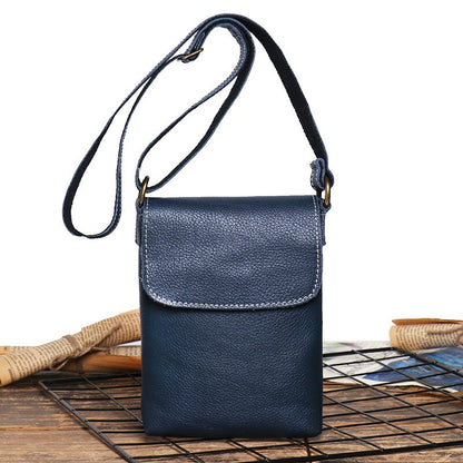 Nesitu High Quality Vintage Brown Black Blue 100% Cowhide Genuine Leather Shoulder Mini Women Men Messenger Bag for Phone M3376