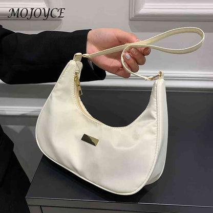 Women Nylon Solid Color Shoulder Bag Zipper Small Crescent Messenger Bag shoulder bag new shoulder bag purse mobile phone bag