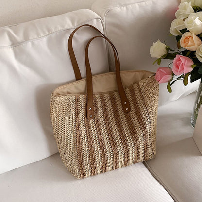 Straw Woven Underarm Shoulder Bags Women Summer Beach Female Shopper Totes Handbags for Holiday Vacation Seaside