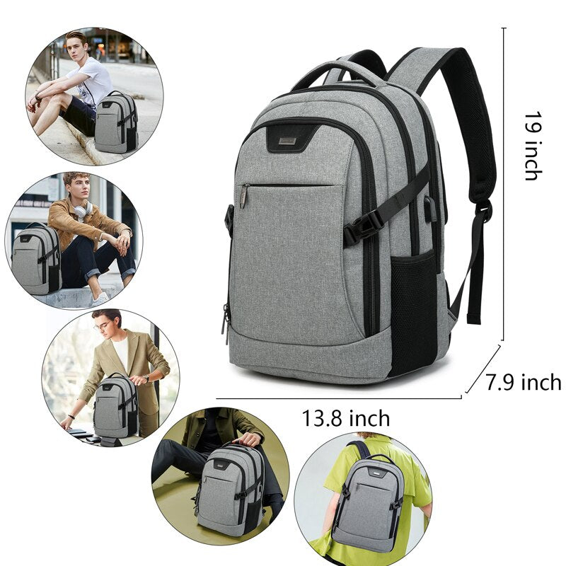 Business Backpack For Men USB Charge Travel Notebook Laptop Backpacks Man College Student Fashion School Bags 15.6 inch Mochila