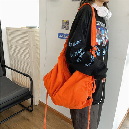 Solid Canvas Shoulder Bags for Women 100% Cotton Soft Hobos Large Capacity Leisure Or Travel Bags South Korea Style Packages