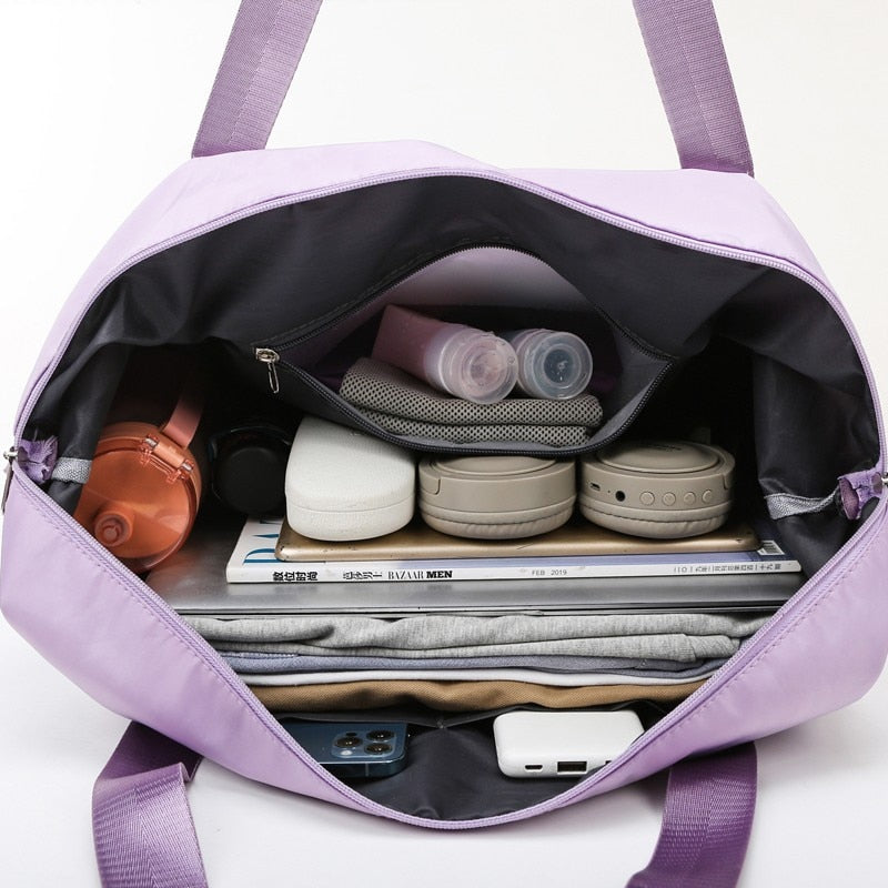 Fashion Travel Bag Foldable Fitness Yoga Sports Duffel Bag for Women Waterproof Shoulder Bag Large Capacity Weekend Handbag Tote