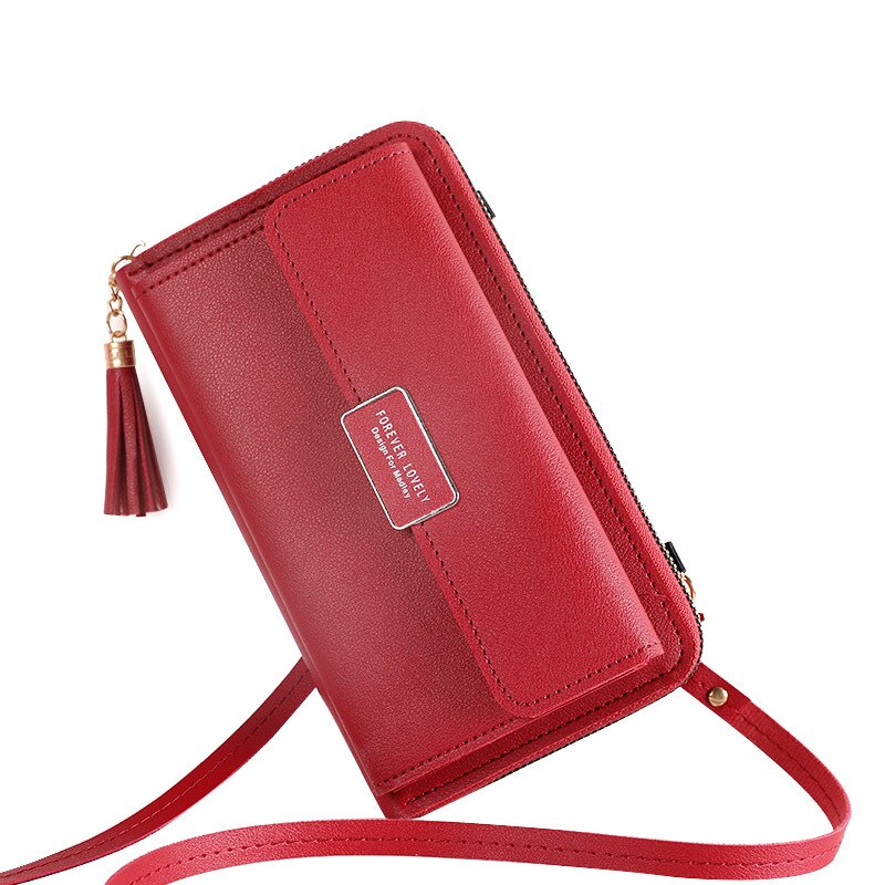 Women Shoulder Strap Bag Multifunction Long Wallet Fashion Tassel HandBag Hasp Card Holder Ladies Small Crossbody Cell Phone Bag