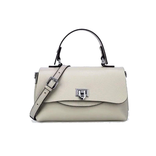 New Beige Pure Color Summer Lock Hand Bag Genuine Cow Leather Shoulder Bag Women Flap Elegant Lady Real Leather Handbags Trendy