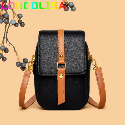 Women Pu Leather Shoulder Messenger Small Bags Solid Color Cell Phone Mini Bag High Quality Ladies Shopper Handbags and Purses