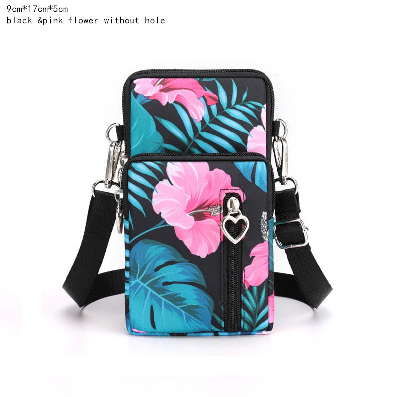 Women&#39;s Mini Shoulder Bag Oxford Waterproof Handbag Wrist Pouch Wallet Sports Cell Mobile Phone Bag Crossbody Bags for Girls