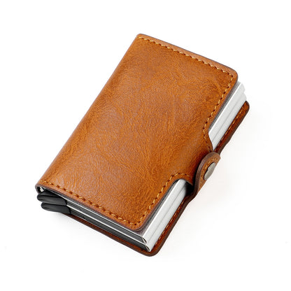 New Men Rfid Anti-theft Card Holders Women Genuine Leather Wallets Large Capacity Business Card Case Portable Double Layer Purse