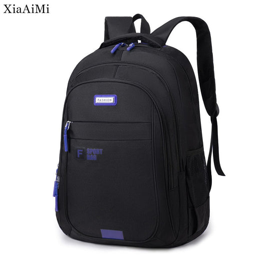 Men&#39;s Backpack Black Leisure Sports Men&#39;s Bag Large Capacity School backpack for Boys Solid Color Business Computer Bag