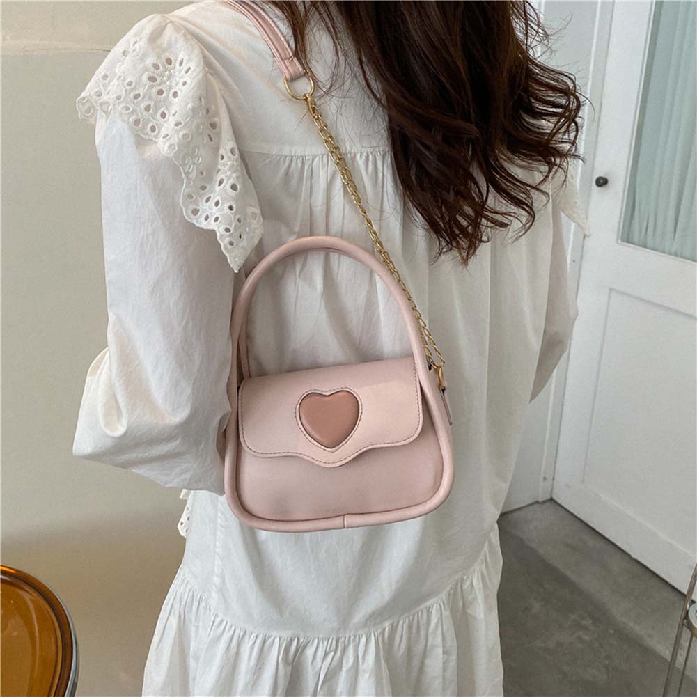 Stylish Women Pure Love Heart Clutch Handbag Ladies Casual PU Leather Shoulder Bag Chic Crossbody Bag for Ladies