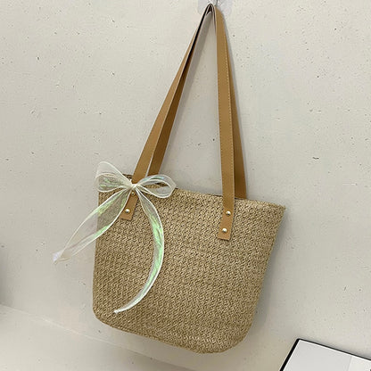 Korean Straw Women Handbag Big Tote Handbag Shopping Pouch Summer Beach Holiday Ladies Shoulder Bag Streetwear