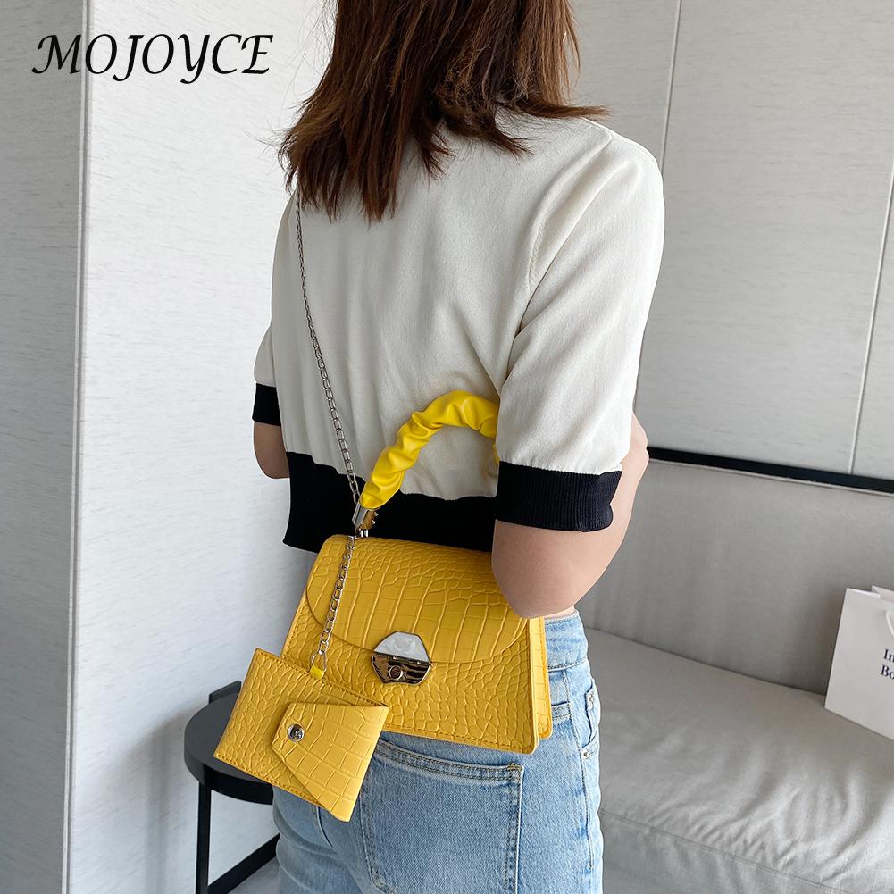 Youth Ladies Simple Versatile Bags Fashion Women Shoulder Handbag Stripe PU Pure Color Crossbody Phone Pouch