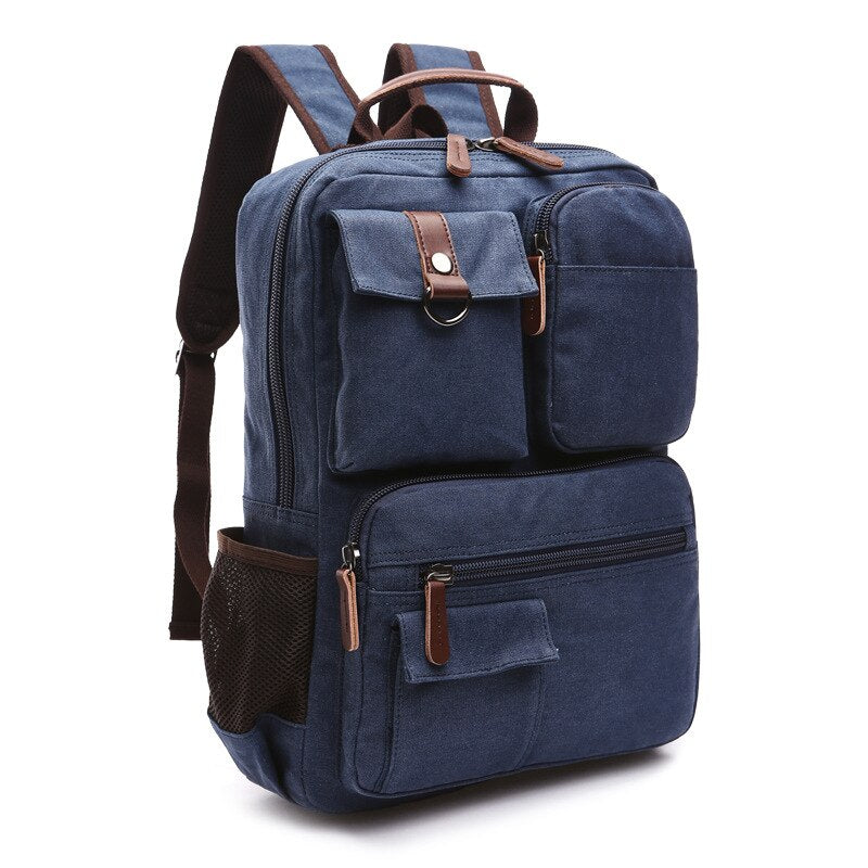 Men Laptop Backpack Rucksack Canvas School Bag Travel Backpacks for Teenage Male Bagpack Computer Knapsack Bags Computer Bag