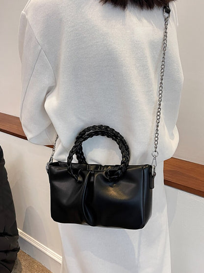 Weaving Top Handle Women&#39;s Bag Shoulder Fashion Chain Crossbody Bags for Women Luxury Design Pu Leather Solid Female Handbags