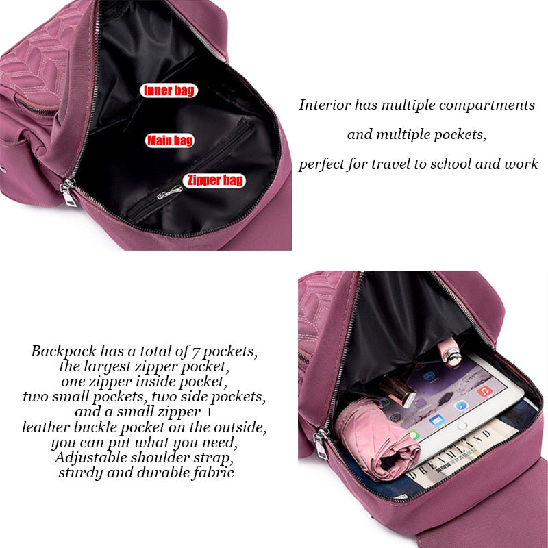 Waterproof Backpack for Women Bags Female School Bags Fashion Ladies Girls Travel Backpack Solid Color Women Shoulder Backpacks