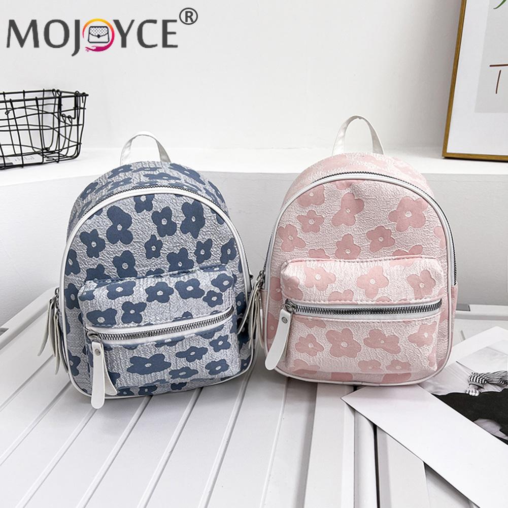 Retro Fashion Flower Backpacks Nylon Female Girl Small School Bookbags Rucksack for Women Students Shopping