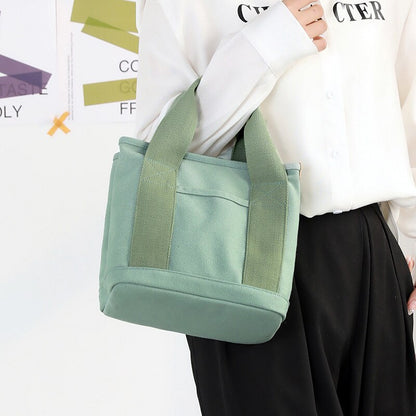 Zipper Small Tote Bag Japanese Thousand-layer Bag Niche Lady Shoulder Bag Hand-held Thickened Canvas Mobile Phone Hand Bag