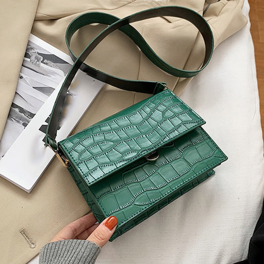 Women Small Messenger Bag  Alligator Pattern PU Leather Crossbody Bags  Lady Flap Shoulder Bag Luxury Handbag and Purse bolso