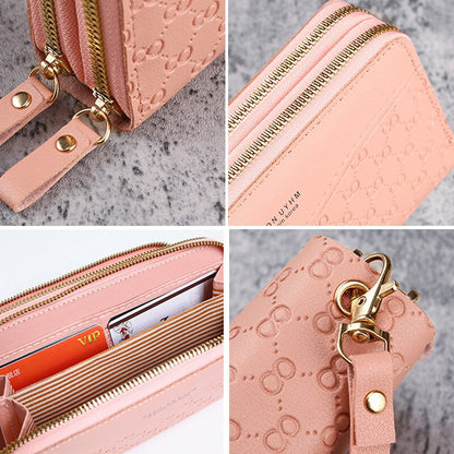 Double Zipper Pink Women Wallet High Quality PU Leather Fashion Female Long High Capacity Wallets Mobile Phone Carteira Feminina