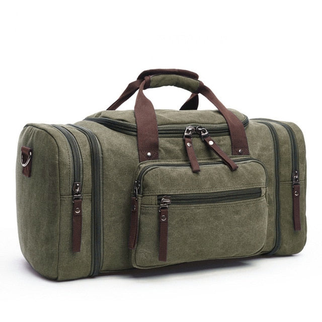 Canvas Travel Bag Large Capacity Business Carry On Luggage Tote Men Weekender Outdoor Trip Duffle Casual Folding Water-repellent