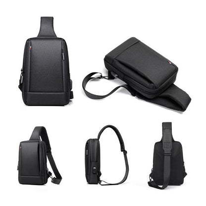 Men&#39;s Bag Shoulder Bags Business Usb Charging Multifunction Anti-Theft Waterproof Male Crossbody Bag Casual Short Trip Chest Bag