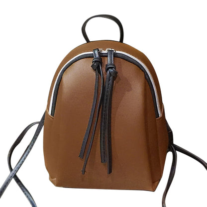 Mini PU Leather Backpack Women&#39;s Small Shoulder Bag with Tassel Zipper  Female Leather  School Bagpack Bag for Teenage Grils