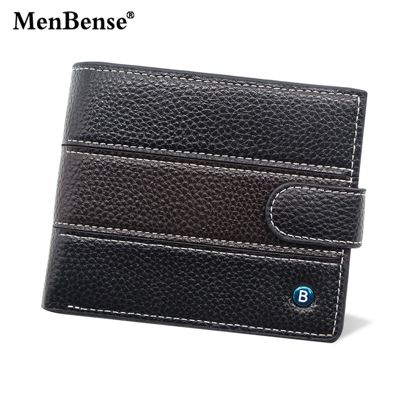 New Genuine Leather Men Wallets Premium Product Real Cowhide Wallets for Man Short Black Walet Portefeuille Homme Business