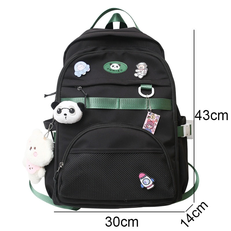 Girl Travel Mesh Kawaii School Bag Trendy Female College Backpack Lady Badge Pin Backpack Fashion Women Cute Laptop Net Book Bag