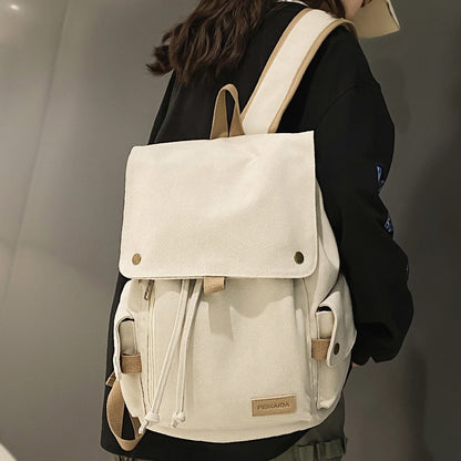 Trendy Lady Male Canvas Drawstring Laptop College Backpack Boy Girl School Bag Women Men Travel Backpack Fashion Female Book Bag