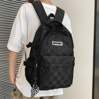 Girls Boy Plaid Laptop College Backpack Men Lady High Capacity Travel Nylon Leisure Bag Women School Fashion Female Male BookBag