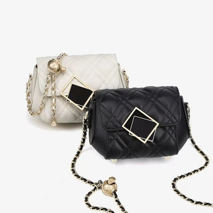 Female Baguette Bag Plaid Chain Messenger Bags Ins Style Casual Solid Color Mini Crossbody Square Bags For Women Sense Of Luxury