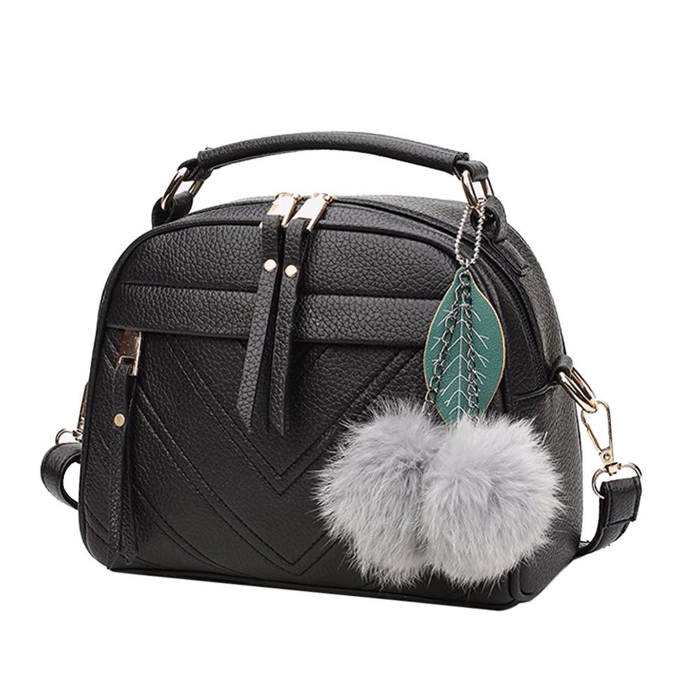 PU Leather Handbag For Women Girl Fashion Tassel Messenger Bags With Ball Bolsa Female Shoulder Bags Ladies Party Crossby Bag