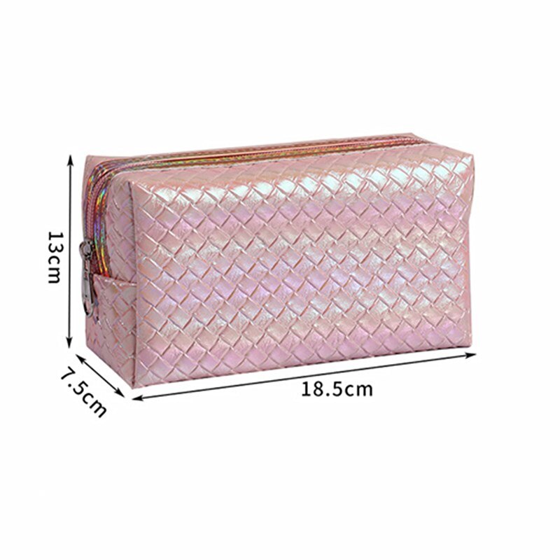 PURDORED 1 Pc Women Laser Color Makeup Bag  Travel Pu Leather Waterproof Cosmetic Bag Organizer Case Make Up Case Necessaries