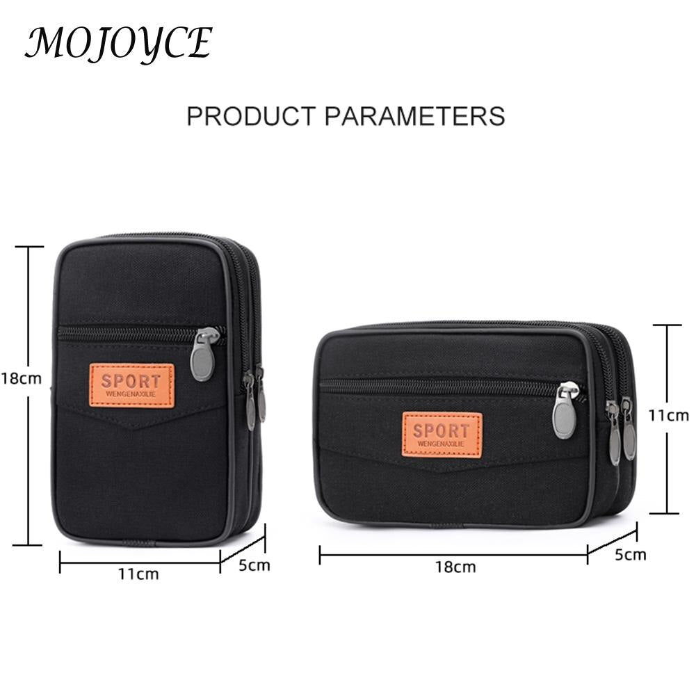 Multi Layer Men Phone Pouch Belt Waist Bag Fanny Pack Canvas Purse Small Pocket Design Belt Pouch Purse Bag for Phone