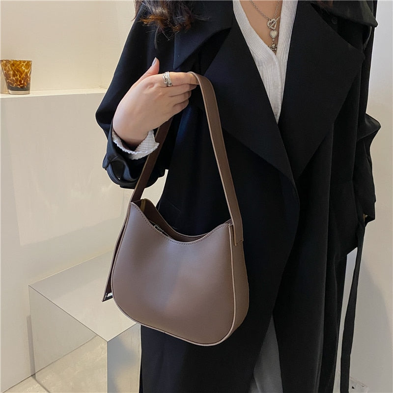 New Pu Leather Shoulder Bags for Women&#39;s Fashion Casual Handbags Solid Messenger Large Capacity Crossbody Bags Female Vintage