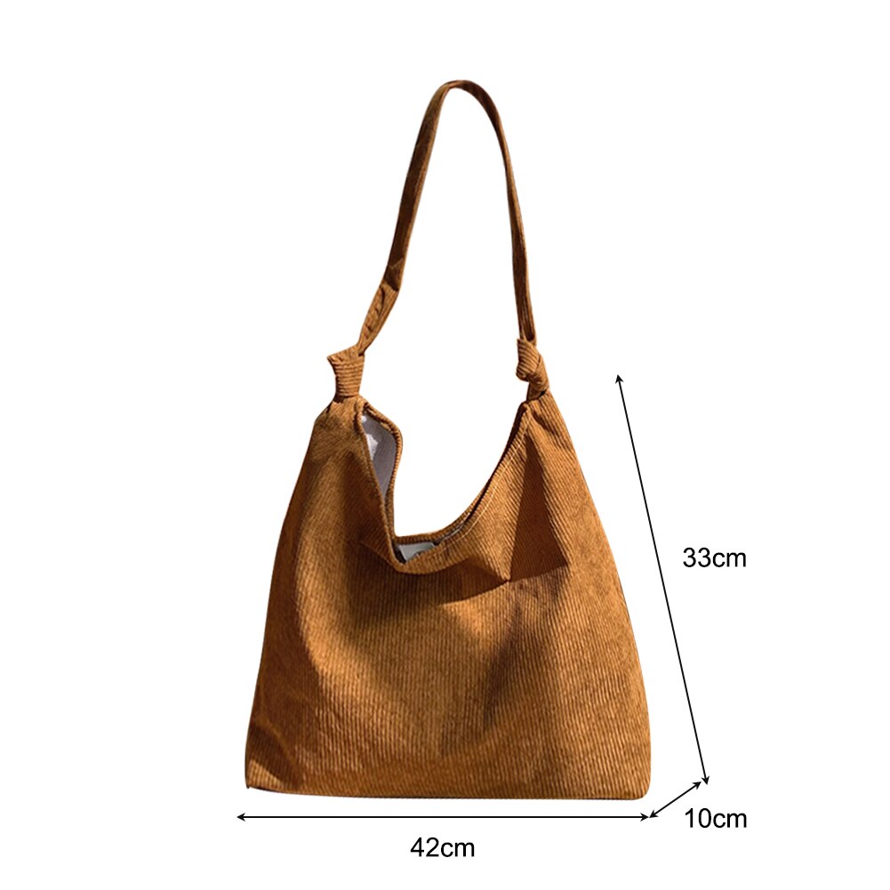 Retro Women Shoulder Bags Solid Color Handbags Leisure Ladies Girls Corduroy Top-Handle Bag Daily Traveling Commuter Bag