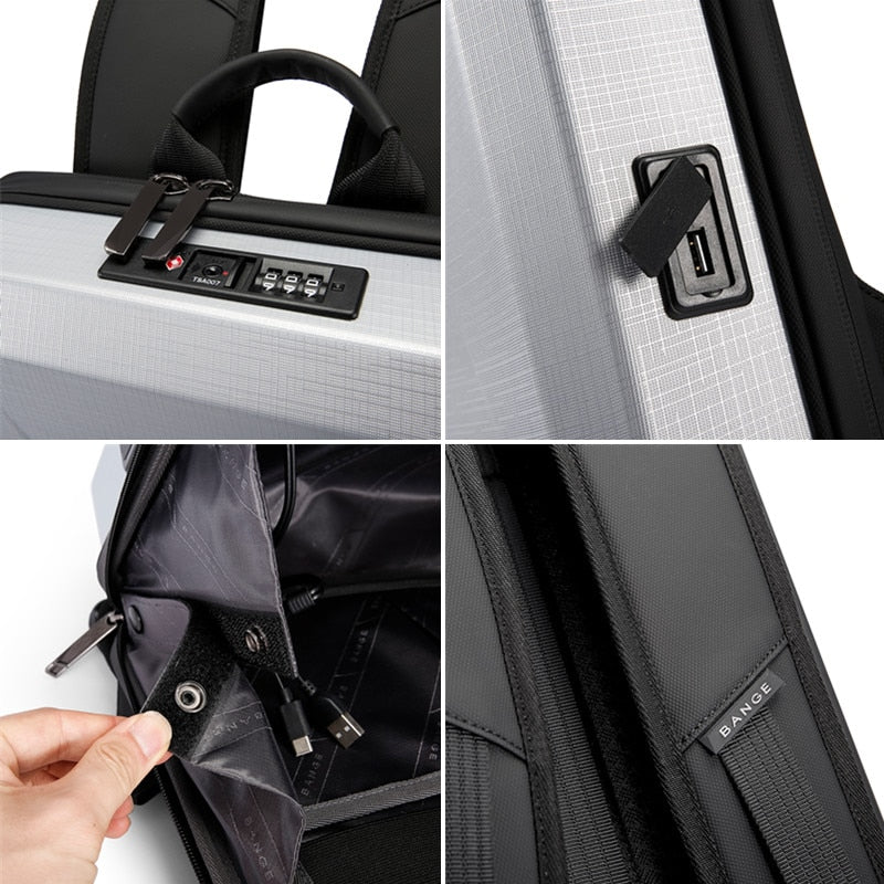 BANGE New Hard Shell Fashion Backpack Men Anti-thief Business Backpacks 15.6 Inch Laptop Backpacks Waterproof Male Travel Bag