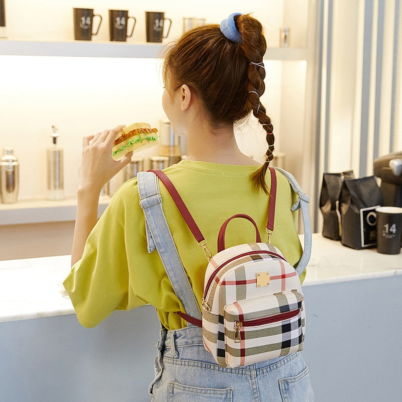 Women Mini Small Backpack Fashion Casual Travel Backpack Female PU Leather Shoulder Crossbody Bag Phone Purse Cosmetic Organizer