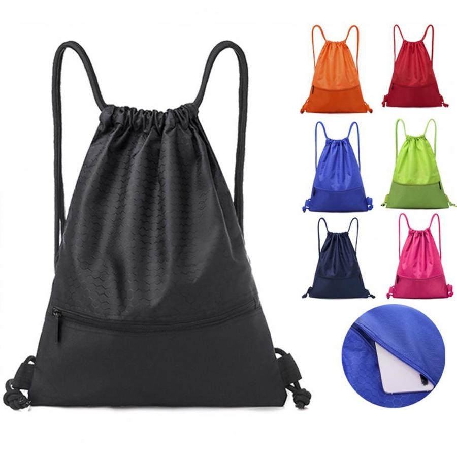 Universal fitness drawstring bag Large Capacity Nylon Waterproof Zipper Backpack Outdoor Sport Storage Bag Thick Rope Ball Bag