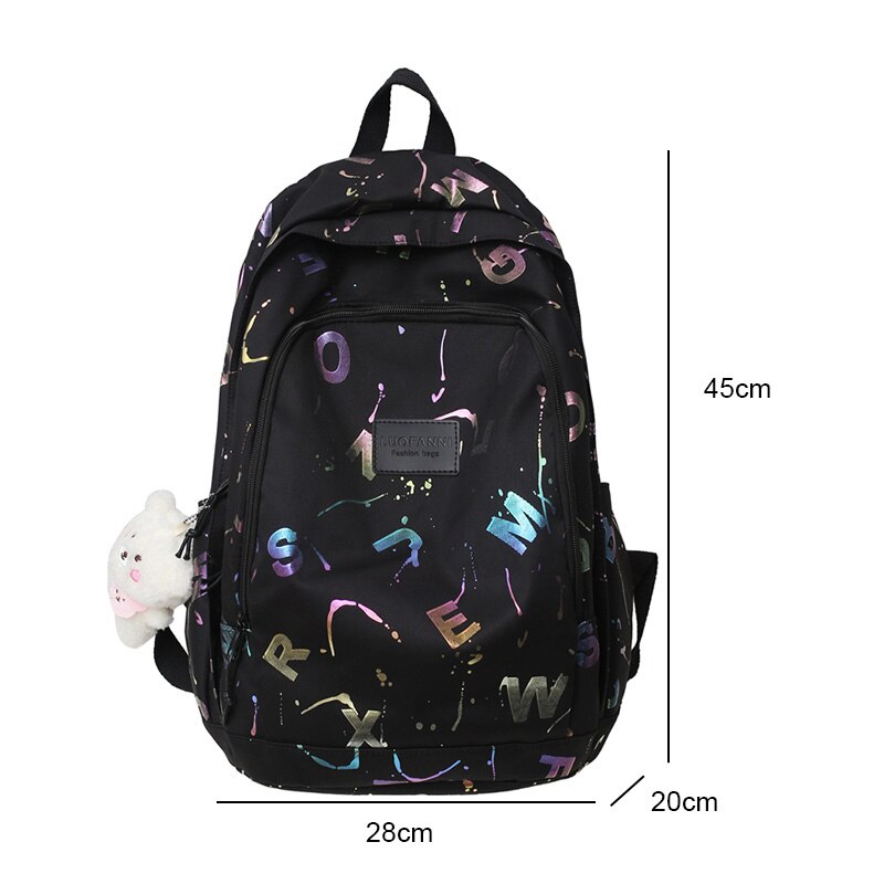 High Quality Letter Printing Waterproof Nylon Women Backpack Female Kawaii School Bag Big Laptop Backpacks Girl Travel Mochila